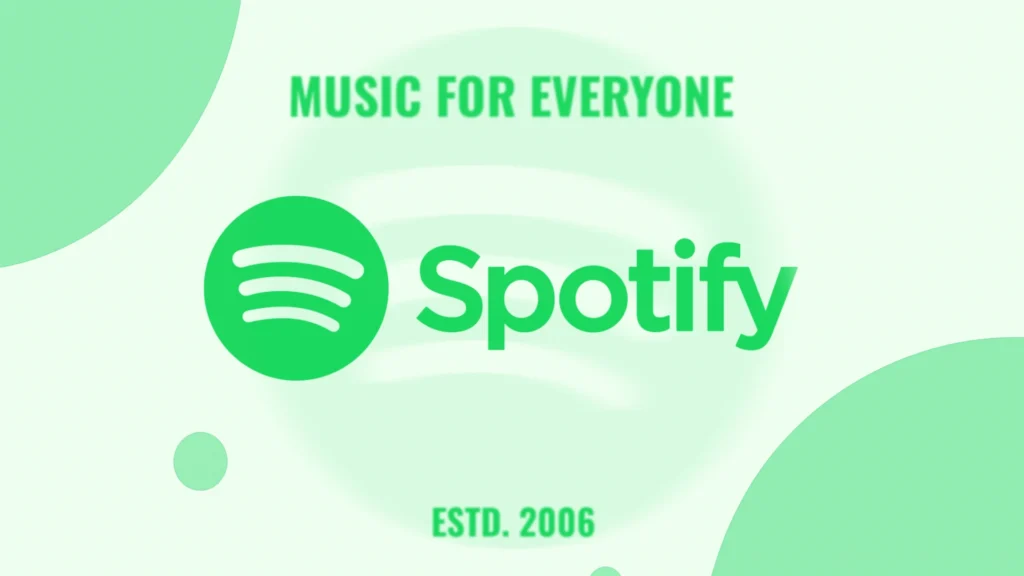 Spotify Case Study image showing Spotify logo with tagline “Music for Everyone” and established 2006, symbolizing its rise in global music streaming.