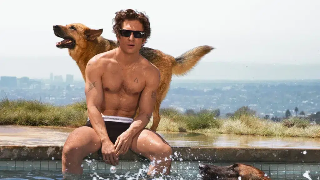 Jeremy Allen White Calvin Klein Spring 2024 campaign rooftop NYC white underwear Mert Alas photography brand turnaround