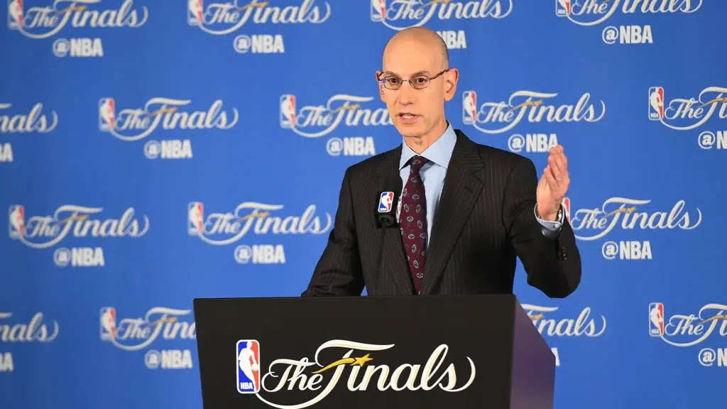 Adam Silver NBA Commissioner Finals press conference salary cap luxury tax apron owners profit protection