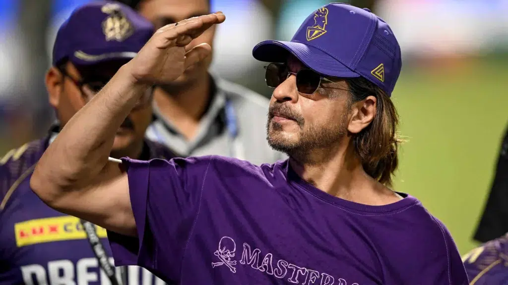 Shah Rukh Khan celebrating at Kolkata Knight Riders match showing the IPL franchise owner who built a ₹1900 crore cricket empire